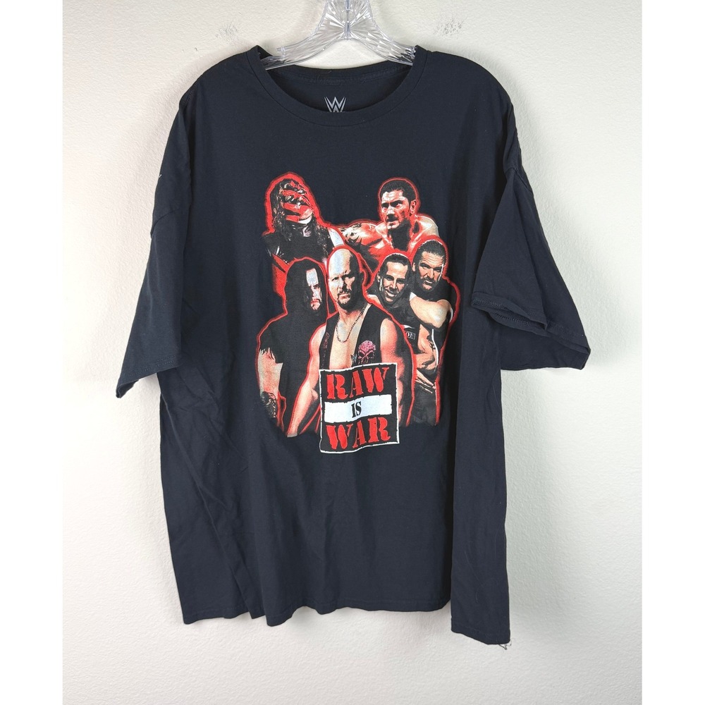 WWE T Shirt Mens 3XL Raw Is War Graphic Stone Cold Undertaker Black Short Sleeve